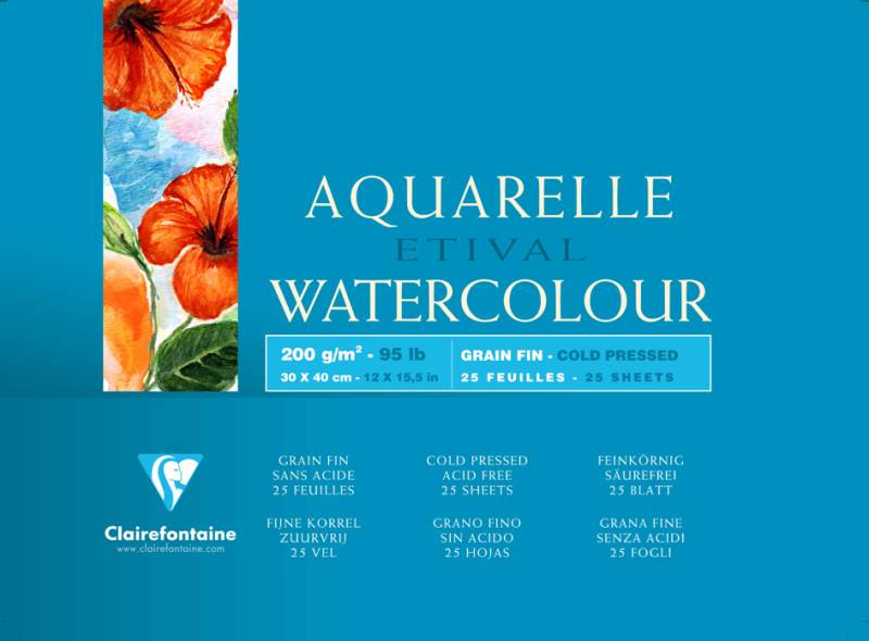 Clairefontaine Künstlerblock Aquarelle ETIVAL, 240 x 300 mm von Clairefontaine