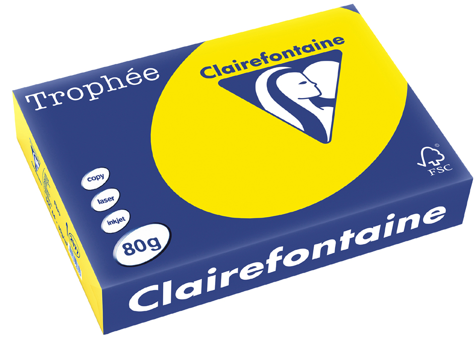 Clairefontaine Multifunktionspapier Trophée, A4, neongelb von Clairefontaine