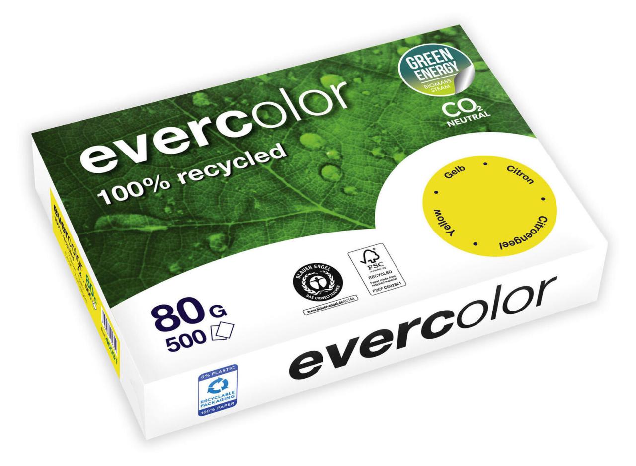 Clairefontaine Recyclingpapier CF Evercolor gelb A4, 80g DIN A4 80 g/m² von Clairefontaine
