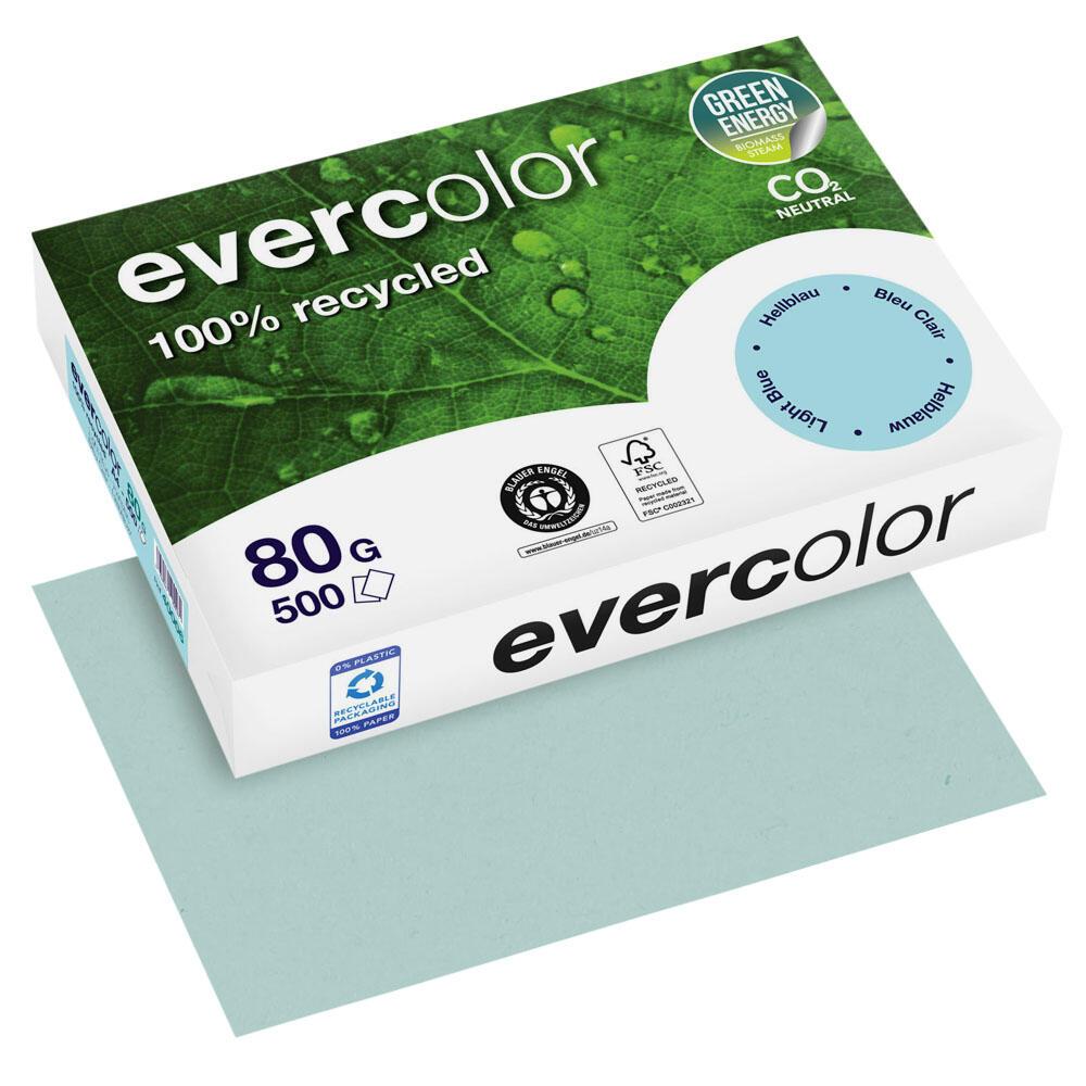 Clairefontaine Recyclingpapier CF Evercolor hellblau A4, 80g DIN A4 80 g/m² von Clairefontaine