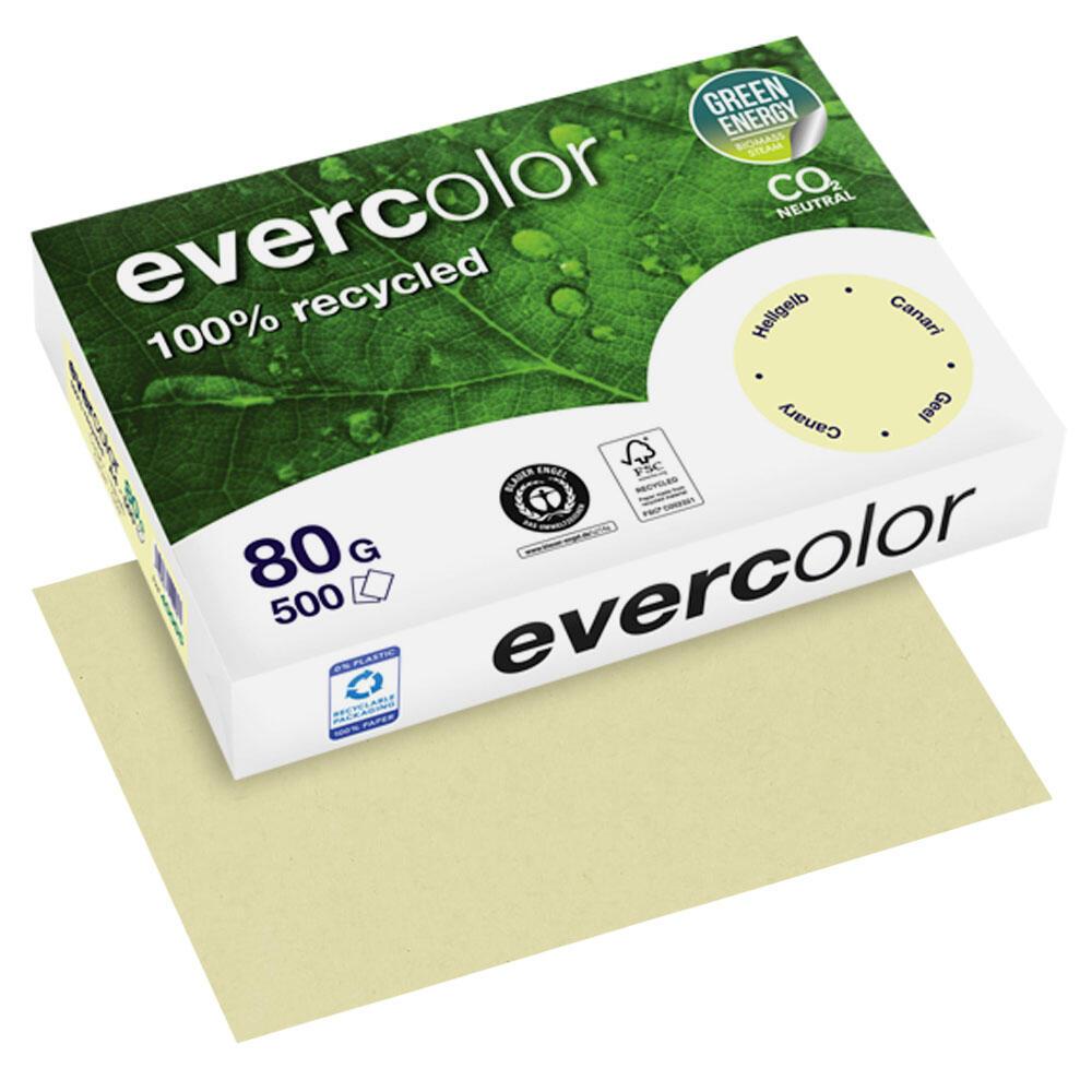 Clairefontaine Recyclingpapier CF Evercolor hellgelb A4, 80g DIN A4 80 g/m² von Clairefontaine