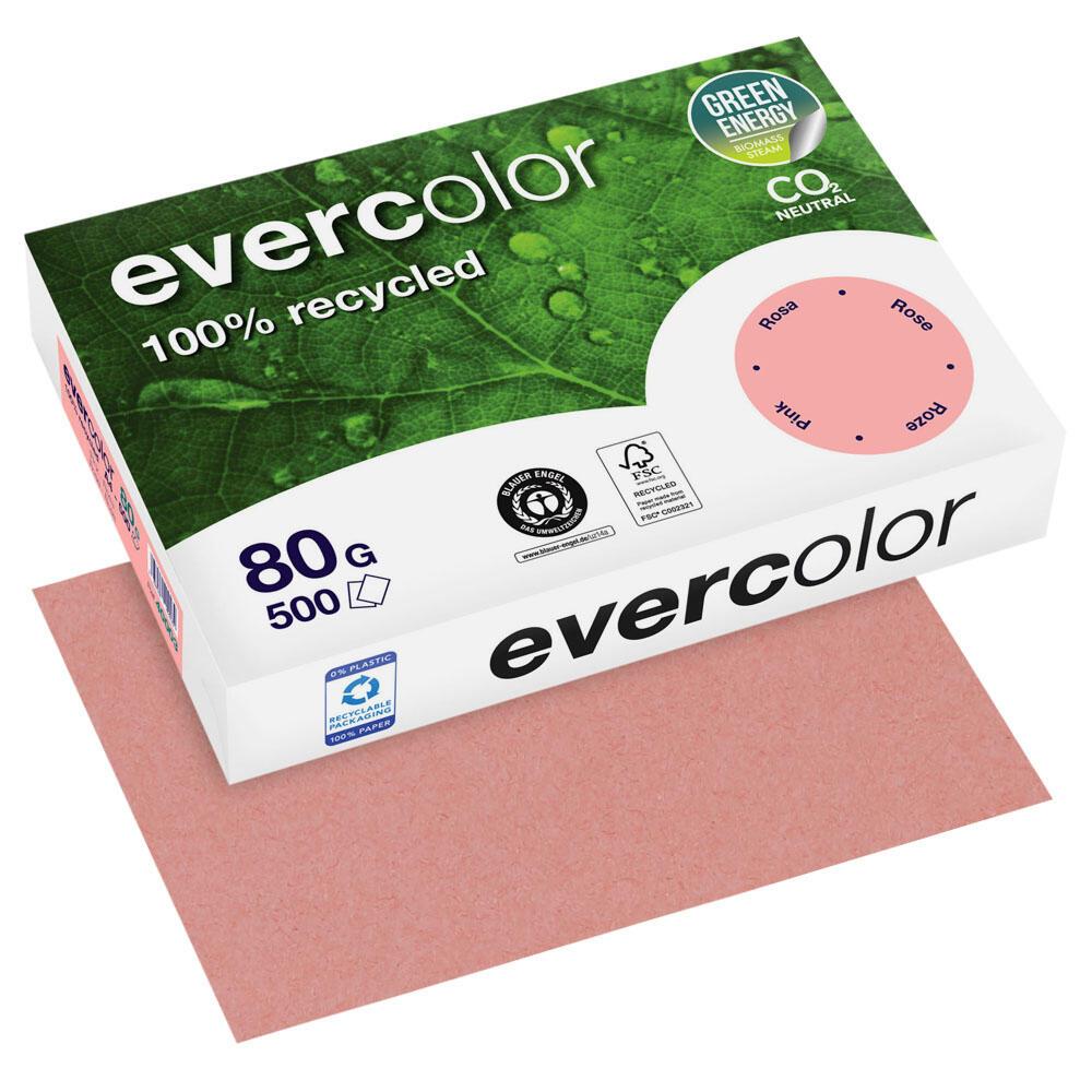 Clairefontaine Recyclingpapier CF Evercolor rosa A4, 80g DIN A4 80 g/m² von Clairefontaine