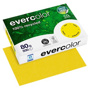 Clairefontaine Recyclingpapier Evercolor gelb DIN A4 80 g/qm 500 Blatt von Clairefontaine