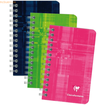 Clairefontaine Spiralheft 7,5x12cm kariert 50 Blatt farbig sortiert von Clairefontaine