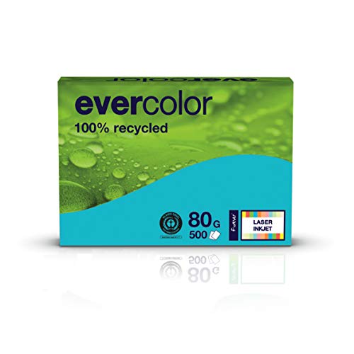 Clairefontaine farbiges Druckerpapier, Recycling-Papier Evercolor: 80 g/m², A4, 500 Blatt, dunkelblau von Clairefontaine