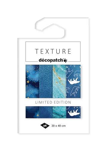 Décopatch TD900C - Packung mit 4 Bogen Décopatch-Papier 30x40 cm, Texture mit Metallic-Effekt, Weihnachten Arktis, 1 Pack von Clairefontaine