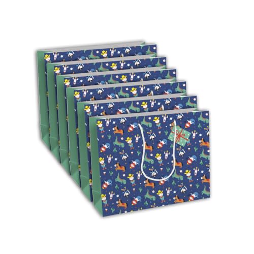 Clairefontaine 28782-6Cpack - Packung 6 Geschenktasche - Tüte Excellia, Format Shopping (37,3x11,8x27,5 cm), 210g, Blau - weiße Sternen, geeignet für voluminöse Geschenke, 1 Pack von Eurowrap