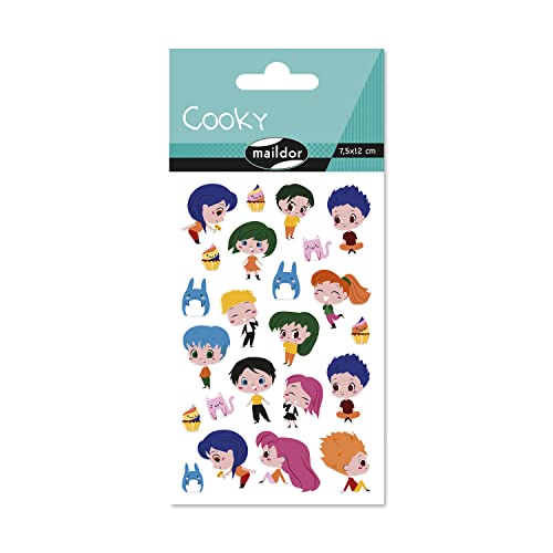 Maildor CY157C - Packung mit 1 Bogen Cooky Stickers, 7,5x12cm, ideal für DIY-Projekte, 1 Pack, Manga von Clairefontaine