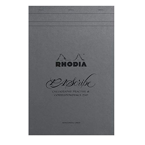 Rhodia 19006C - Notizblock PAScribe Grey Maya Pad, A4+ (31,8x21 cm), kopfseitig geheftet, 60 Blatt mikroperforiert, liniert Clairefontaine Papier Maya grau 120g, Cover Perlgrau, 1 Stück von Clairefontaine