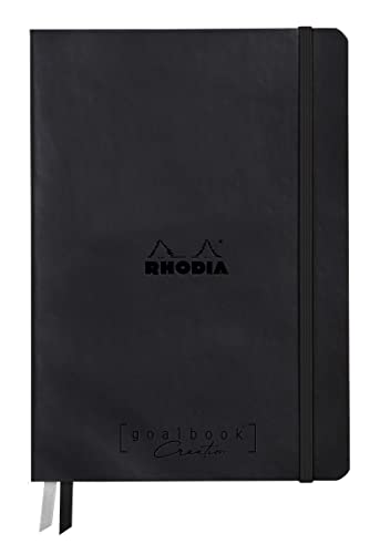 Rhodia 194150C - Rhodiarama, Goalbook Creation DIN A5 mit festem Umschlag, 50 Blatt Lavis technique weiß blanko 200g, mit Gummizugverschluss, 1 Stück, Schwarz von Clairefontaine