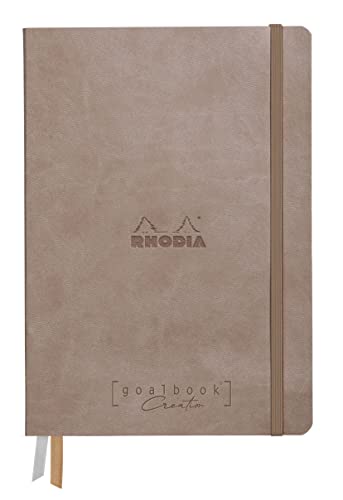 Rhodia 194151C - Rhodiarama, Goalbook Creation DIN A5 mit festem Umschlag, 50 Blatt Lavis technique weiß blanko 200g, mit Gummizugverschluss, 1 Stück, Maulwurfsgrau von Clairefontaine