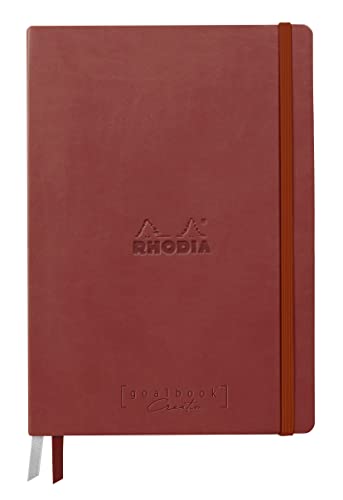 Rhodia 194153C - Rhodiarama, Goalbook Creation DIN A5 mit festem Umschlag, 50 Blatt Lavis technique weiß blanko 200g, mit Gummizugverschluss, 1 Stück, Nacarat Rot von Clairefontaine