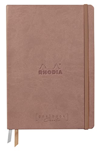 Rhodia 194154C - Rhodiarama, Goalbook Creation DIN A5 mit festem Umschlag, 50 Blatt Lavis technique weiß blanko 200g, mit Gummizugverschluss, 1 Stück, Rosenholz von Clairefontaine