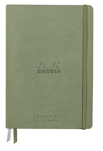 Rhodia 194156C - Rhodiarama, Goalbook Creation DIN A5 mit festem Umschlag, 50 Blatt Lavis technique weiß blanko 200g, mit Gummizugverschluss, 1 Stück, Seladon von Clairefontaine
