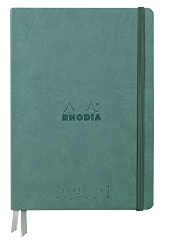 Clairefontaine Rhodia 194158C - Rhodiarama, Goalbook Creation DIN A5 mit festem Umschlag, 50 Blatt Lavis technique weiß blanko 200g, mit Gummizugverschluss, 1 Stück, Seegrün von Clairefontaine