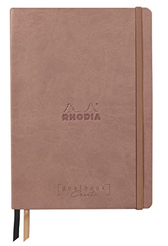 Rhodia 194444C - Rhodiarama Goalbook Creation DIN A5 mit festem Umschlag, 80 Blatt glattes, schwarzes Mayapapier punktkariert/dot 120g, mit Gummizugverschluss, 1 Stück, Rosenholz von Clairefontaine