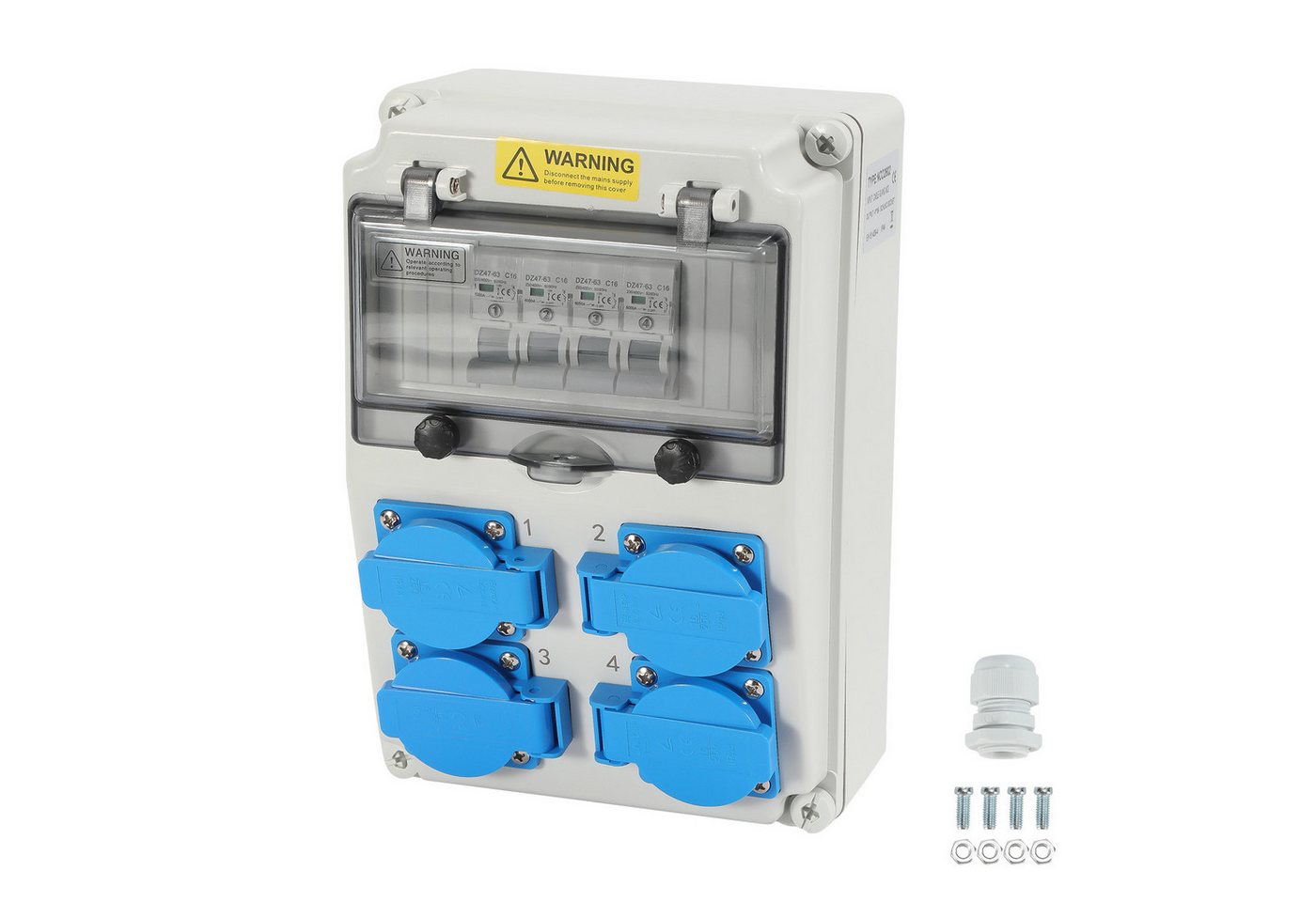 Clanmacy Stromverteiler 4x16A Kraftstrom CEE-Steckdose Starkstrom Adapter Steckdosenverteiler Clanmacy Stromverteiler 4x16A Kraftstrom CEE-Steckdose Starkstrom Adapter Steckdosenverteiler von Clanmacy