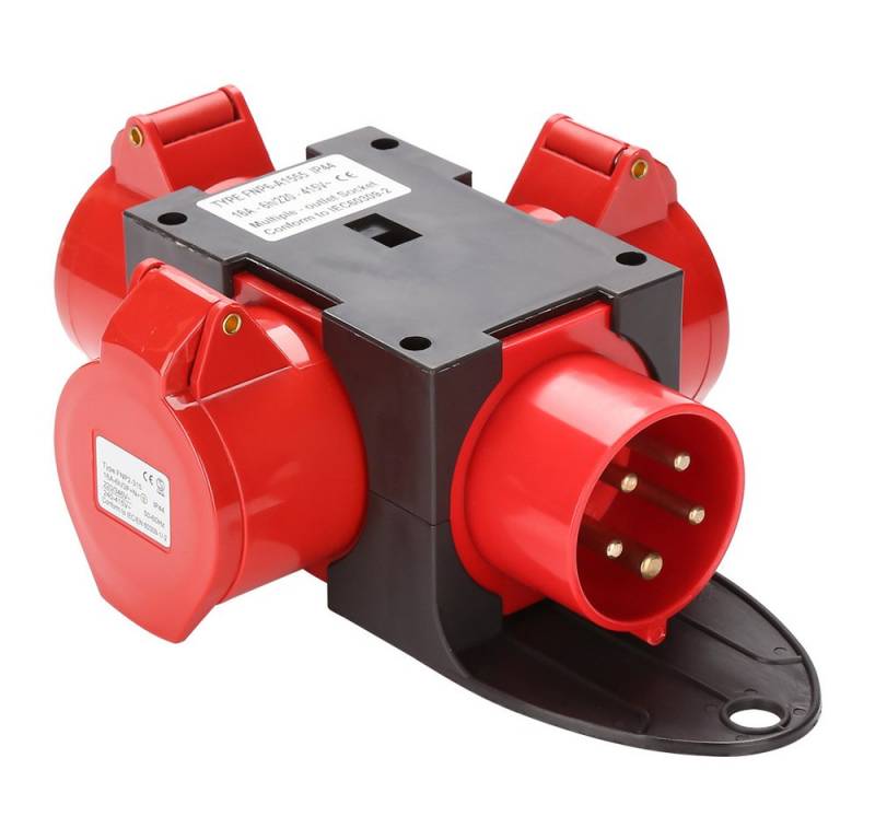 Clanmacy Stromverteiler Baustromverteiler CEE Stromverteiler Adapter 3x 400V/16A Verteiler CEE von Clanmacy