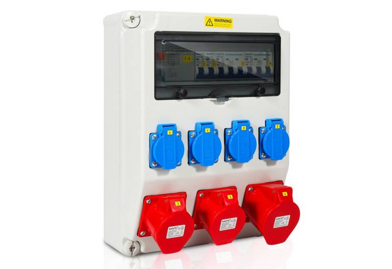 Clanmacy Stromverteiler Wandverteiler 1X32A 2X16A 4x230V BauWandverteiler 5Polig mit LS und FI von Clanmacy