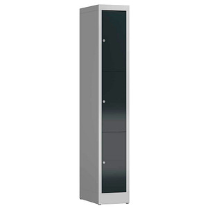 ClassiX Schließfachschrank anthrazit, lichtgrau X-520318, 3 Schließfächer 31,0 x 50,0 x 180,0 cm von ClassiX