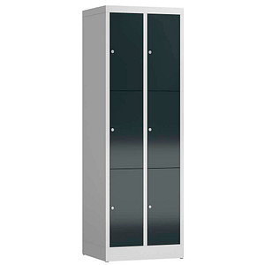 ClassiX Schließfachschrank anthrazit, lichtgrau X-520328, 6 Schließfächer 59,0 x 50,0 x 180,0 cm von ClassiX