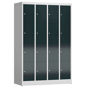 ClassiX Schließfachschrank anthrazit, lichtgrau X-520448, 16 Schließfächer 118,5 x 50,0 x 180,0 cm von ClassiX