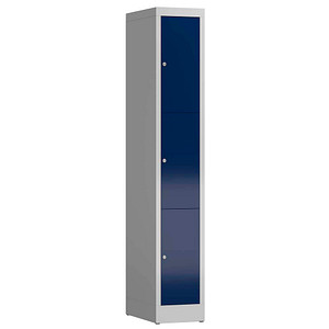 ClassiX Schließfachschrank enzianblau, lichtgrau X-520311, 3 Schließfächer 31,0 x 50,0 x 180,0 cm von ClassiX