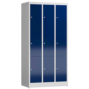 ClassiX Schließfachschrank enzianblau, lichtgrau X-520331, 9 Schließfächer 87,0 x 50,0 x 180,0 cm von ClassiX