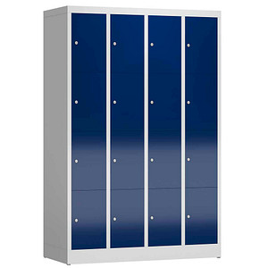 ClassiX Schließfachschrank enzianblau, lichtgrau X-520441, 16 Schließfächer 118,5 x 50,0 x 180,0 cm von ClassiX