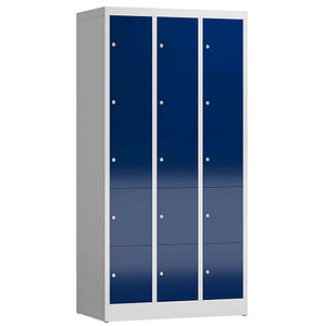 ClassiX Schließfachschrank enzianblau, lichtgrau X-520531, 15 Schließfächer 87,0 x 50,0 x 180,0 cm von ClassiX