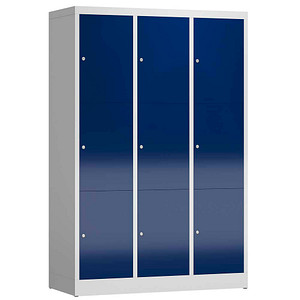 ClassiX Schließfachschrank enzianblau, lichtgrau X-523331, 9 Schließfächer 118,5 x 50,0 x 180,0 cm von ClassiX