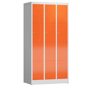 ClassiX Schließfachschrank feuerrot, lichtgrau X-520434, 12 Schließfächer 87,0 x 50,0 x 180,0 cm von ClassiX