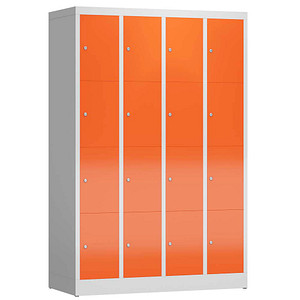 ClassiX Schließfachschrank feuerrot, lichtgrau X-520444, 16 Schließfächer 118,5 x 50,0 x 180,0 cm von ClassiX