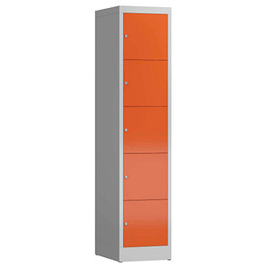 ClassiX Schließfachschrank feuerrot, lichtgrau X-523514, 5 Schließfächer 41,5 x 50,0 x 180,0 cm von ClassiX