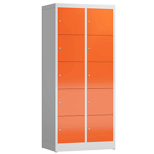 ClassiX Schließfachschrank feuerrot, lichtgrau X-523524, 10 Schließfächer 80,0 x 50,0 x 180,0 cm von ClassiX