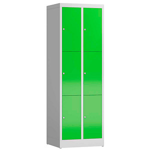 ClassiX Schließfachschrank gelbgrün, lichtgrau X-520325, 6 Schließfächer 59,0 x 50,0 x 180,0 cm von ClassiX