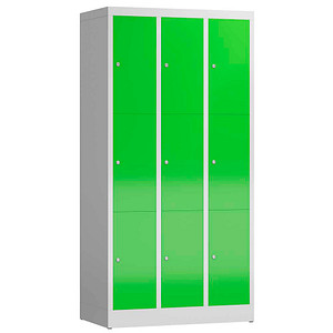 ClassiX Schließfachschrank gelbgrün, lichtgrau X-520335, 9 Schließfächer 87,0 x 50,0 x 180,0 cm von ClassiX