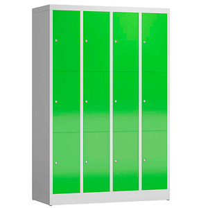 ClassiX Schließfachschrank gelbgrün, lichtgrau X-520345, 12 Schließfächer 118,5 x 50,0 x 180,0 cm von ClassiX