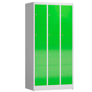 ClassiX Schließfachschrank gelbgrün, lichtgrau X-520435, 12 Schließfächer 87,0 x 50,0 x 180,0 cm von ClassiX