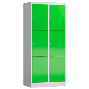 ClassiX Schließfachschrank gelbgrün, lichtgrau X-523325, 6 Schließfächer 80,0 x 50,0 x 180,0 cm von ClassiX