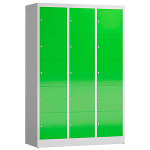 ClassiX Schließfachschrank gelbgrün, lichtgrau X-523535, 15 Schließfächer 118,5 x 50,0 x 180,0 cm von ClassiX