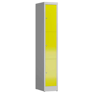 ClassiX Schließfachschrank lichtgrau, zinkgelb X-520316, 3 Schließfächer 31,0 x 50,0 x 180,0 cm von ClassiX