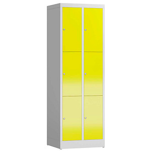 ClassiX Schließfachschrank lichtgrau, zinkgelb X-520326, 6 Schließfächer 59,0 x 50,0 x 180,0 cm von ClassiX