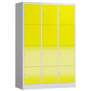 ClassiX Schließfachschrank lichtgrau, zinkgelb X-523436, 12 Schließfächer 118,5 x 50,0 x 180,0 cm von ClassiX