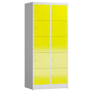 ClassiX Schließfachschrank lichtgrau, zinkgelb X-523526, 10 Schließfächer 80,0 x 50,0 x 180,0 cm von ClassiX