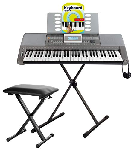 Classic Cantabile CPK-303 Keyboard Deluxe Set - 61 Tasten mit Anschlagdynamik - 508 Klänge und 180 Begleitrhythmen -inkl. Ständer, Bank, Tasche, Kopfhörer und Keyboardschule - grau Classic Cantabile CPK-303 Keyboard Deluxe Set - 61 Tasten mit Anschlagdynamik - 508 Klänge und 180 Begleitrhythmen -inkl. Ständer, Bank, Tasche, Kopfhörer und Keyboardschule - grau von Classic Cantabile