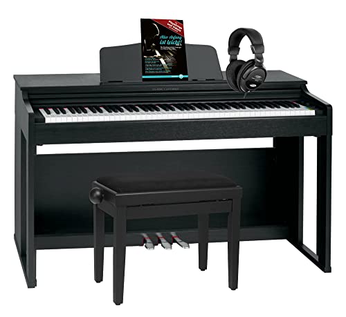 Classic Cantabile DP-230 SM E-Piano - Digitalpiano mit Hammermechanik - 88 Tasten - 2 Anschlüsse für Kopfhörer, USB, Audio und MIDI - Set inkl. Pianobank, Kopfhörer, Klavierschule - Schwarz matt von Classic Cantabile