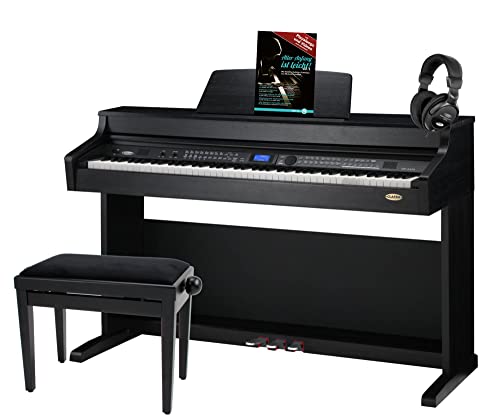 Classic Cantabile DP-A 410 SM E-Piano Set inkl. Bank, Kopfhörer und Schule (Digitalpiano 88 Tasten Hammermechanik, Kopfhöreranschluss, USB, Begleitautomatik, 3 Pedale, inkl. Noten und Hocker) schwarz von Classic Cantabile