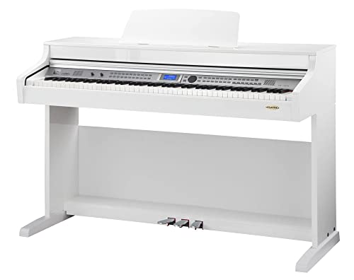 Classic Cantabile DP-A 410 WH E-Piano (Digitalpiano mit Hammermechanik, 88 Tasten, 600 Voices, Kopfhöreranschluss, USB, Begleitautomatik, Aufnahmefunktion, 3 Pedale, Piano für Anfänger) weiß hochglanz von Classic Cantabile