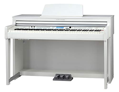 Classic Cantabile DP-A 610 Digital-Piano (88 Tasten mit Hammermechanik, 3-fach Sensorik, 1200 Voices, 230 Styles, Bluetooth, 38 Effekte, Dämpfersimulation, 3 Pedale) Weiß matt von Classic Cantabile